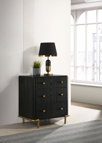 Arini 3-drawer Nightstand Black