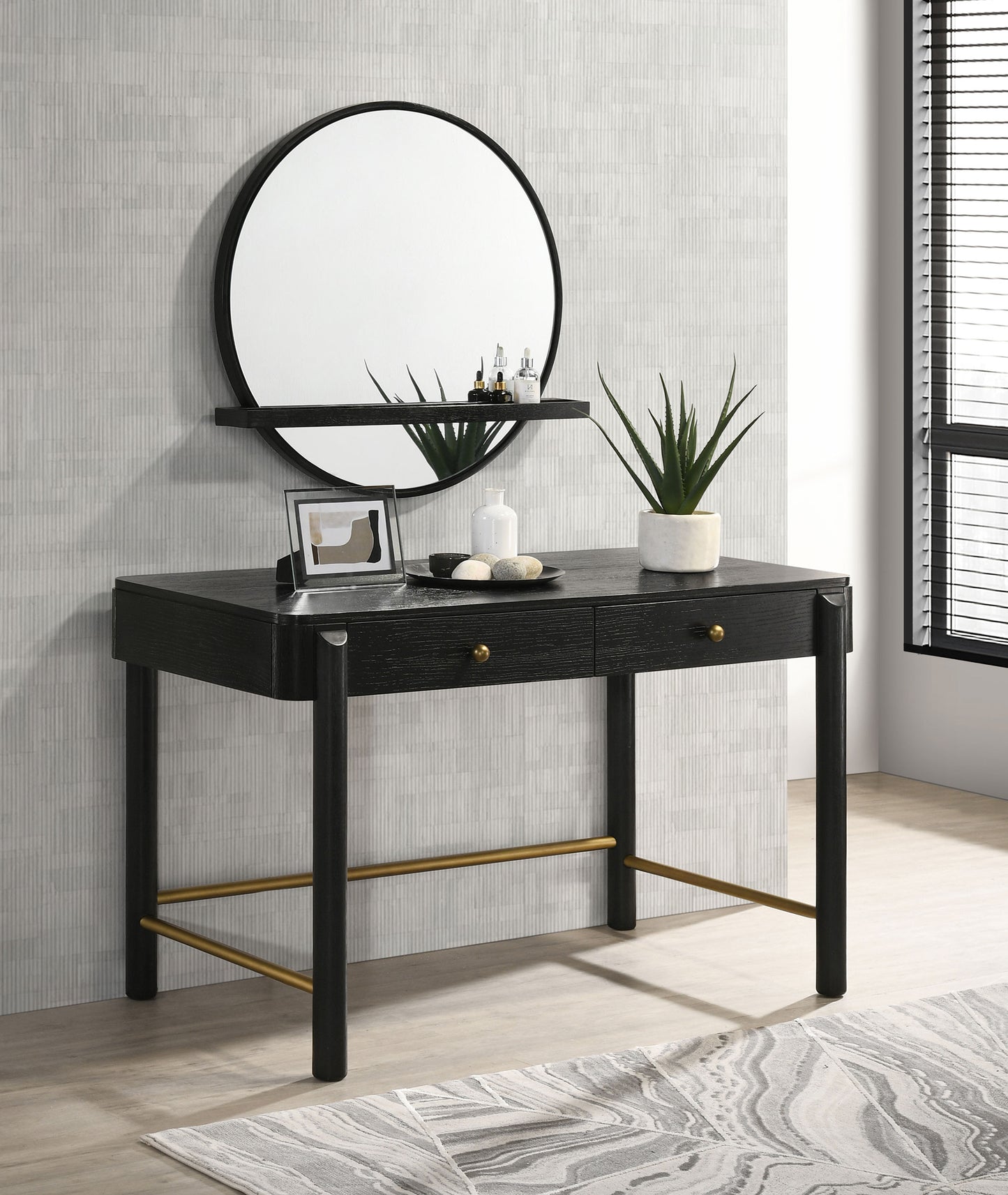 Arini 2-drawer Vanity Desk Makeup Table Black