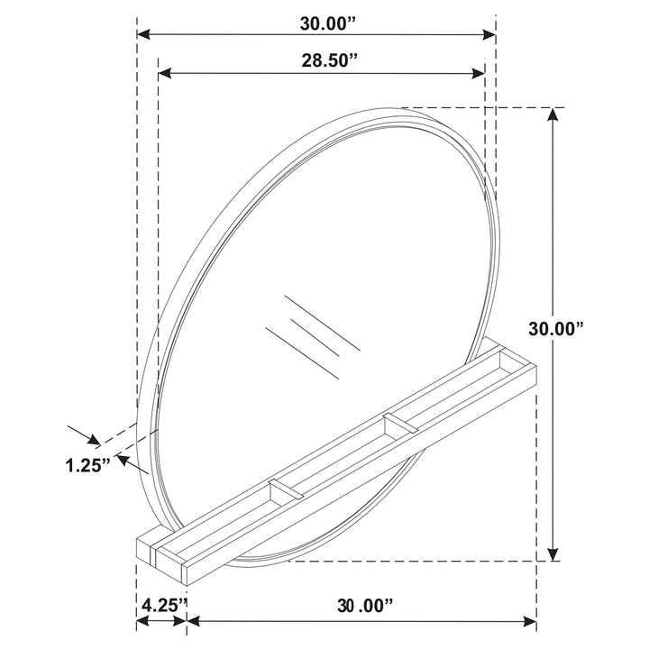 Arini Round Vanity Wall Mirror with Shelf Black