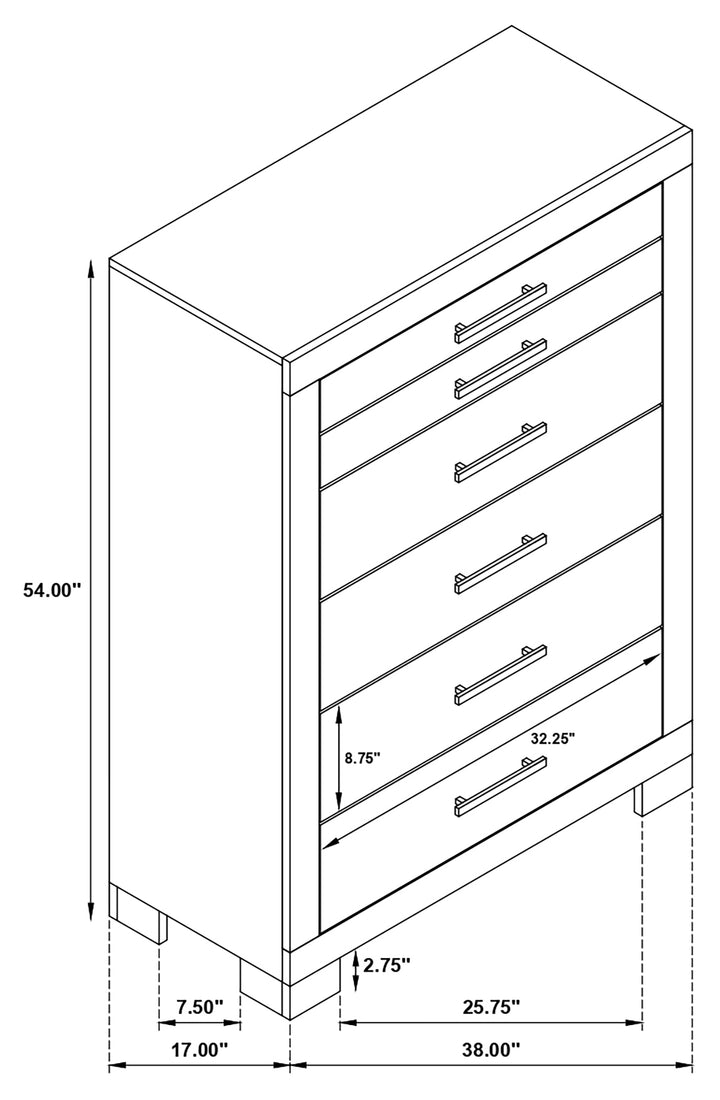 Channing 5-drawer Bedroom Chest Rough Sawn Grey Oak