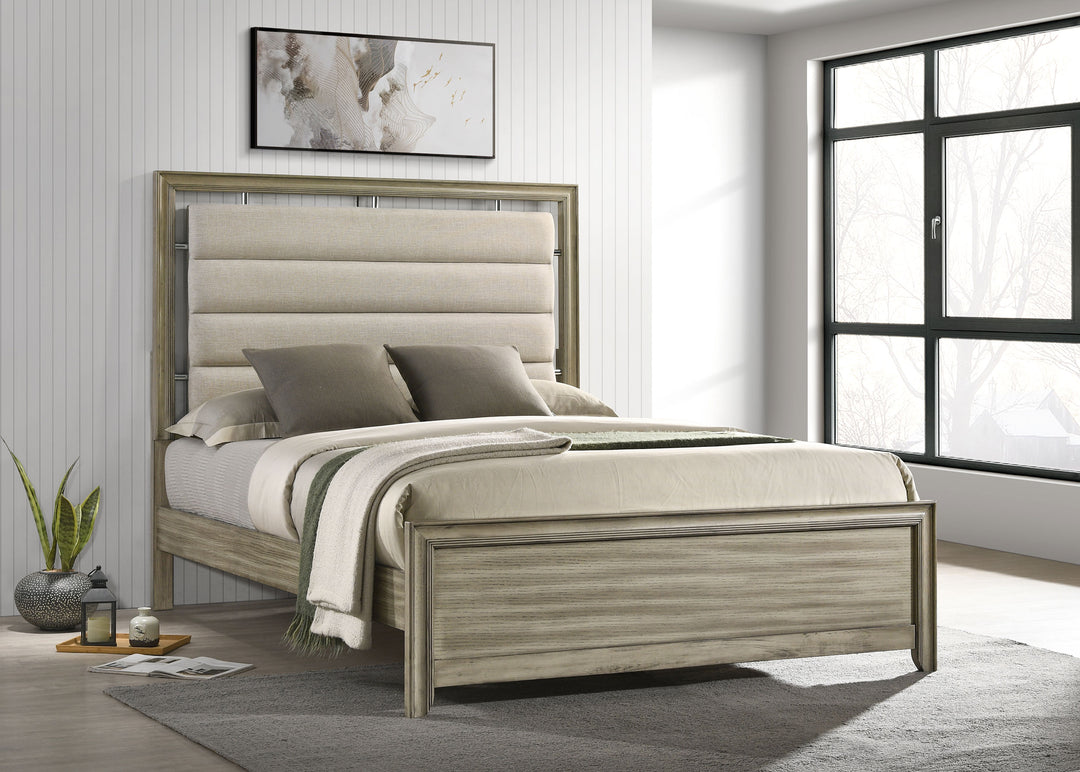 Giselle Wood Eastern King Panel Bed Rustic Beige