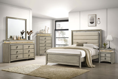 Giselle Wood Eastern King Panel Bed Rustic Beige