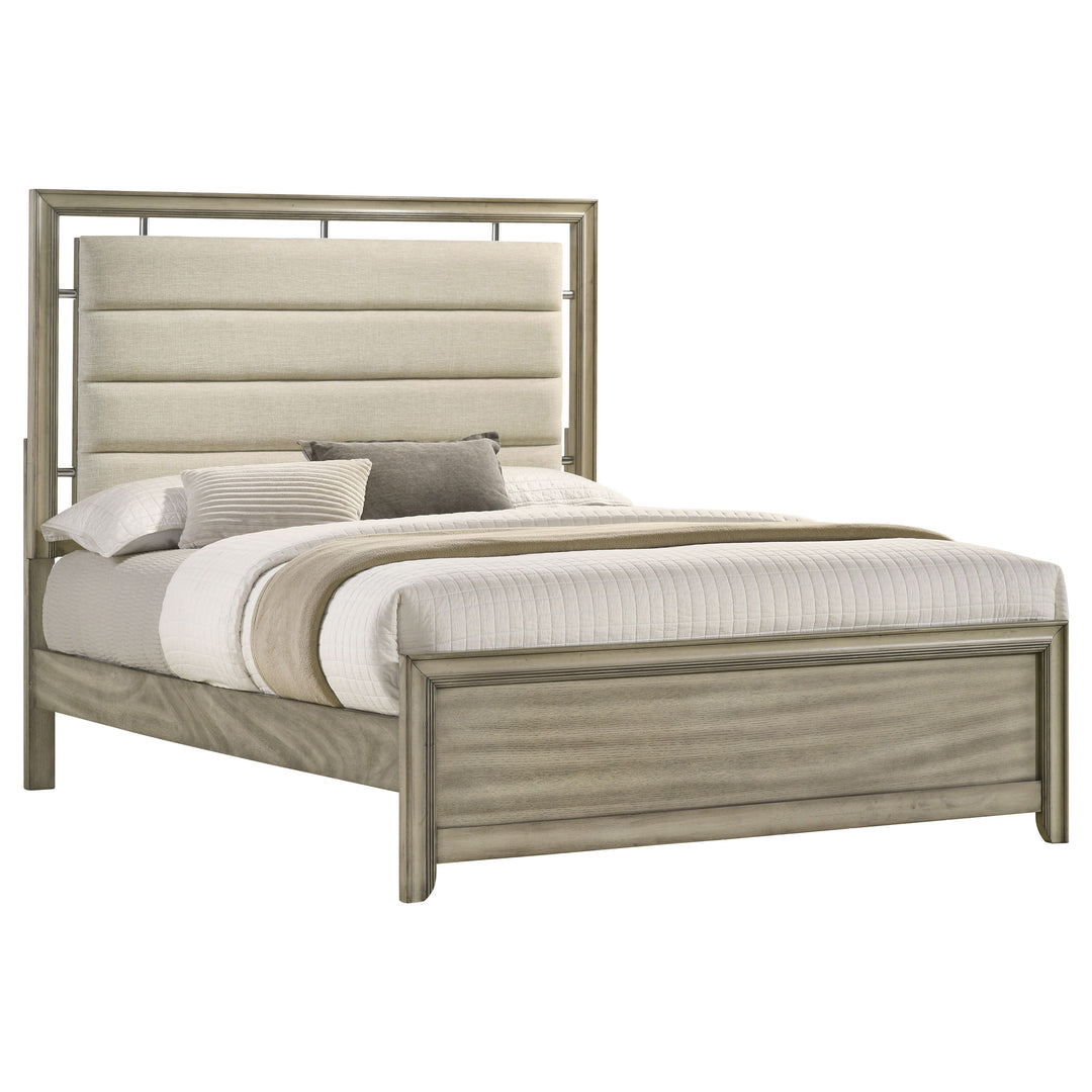 Giselle Wood Queen Panel Bed Rustic Beige