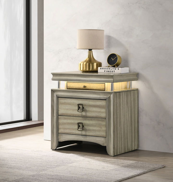 Giselle 3-drawer Nightstand Rustic Beige