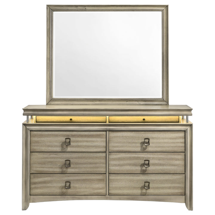 Giselle 8-drawer Dresser with Mirror Rustic Beige