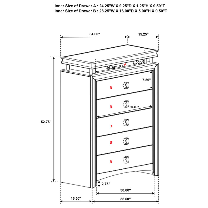 Giselle 6-drawer Bedroom Chest Rustic Beige