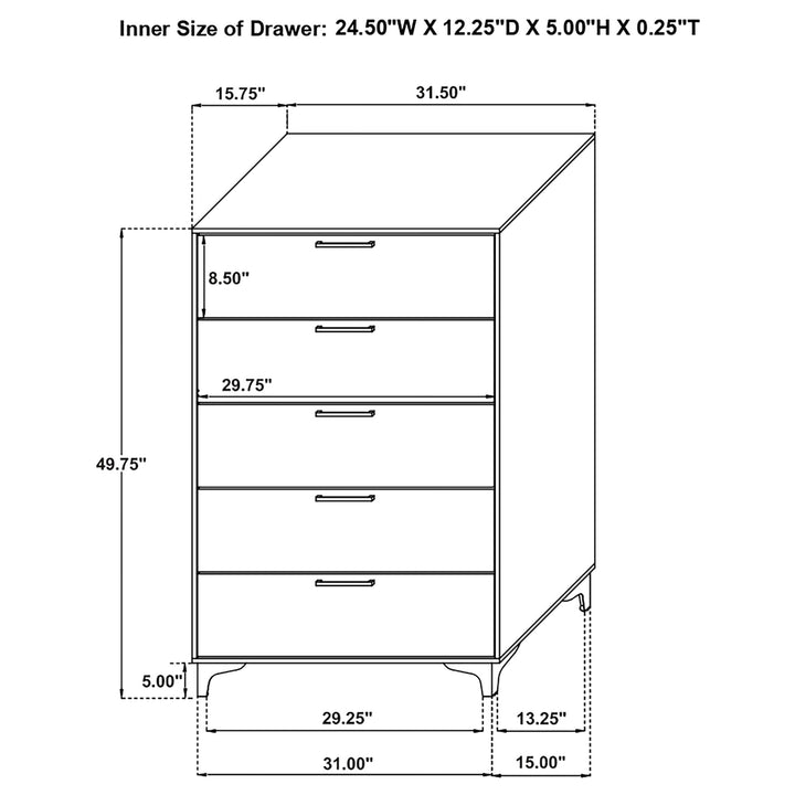 Kendall 5-drawer Bedroom Chest White