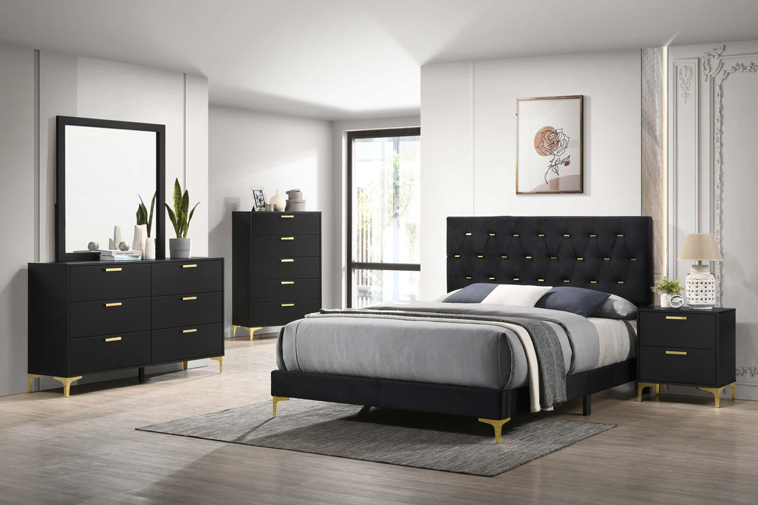 Kendall Upholstered California King Panel Bed Black