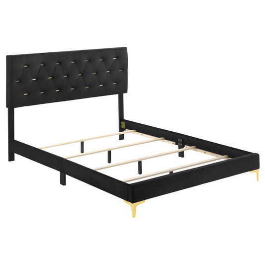 Kendall Upholstered Queen Panel Bed Black