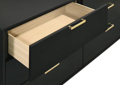 Kendall 6-drawer Dresser with Mirror Black