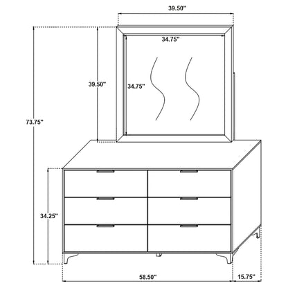 Kendall 6-drawer Dresser with Mirror Black