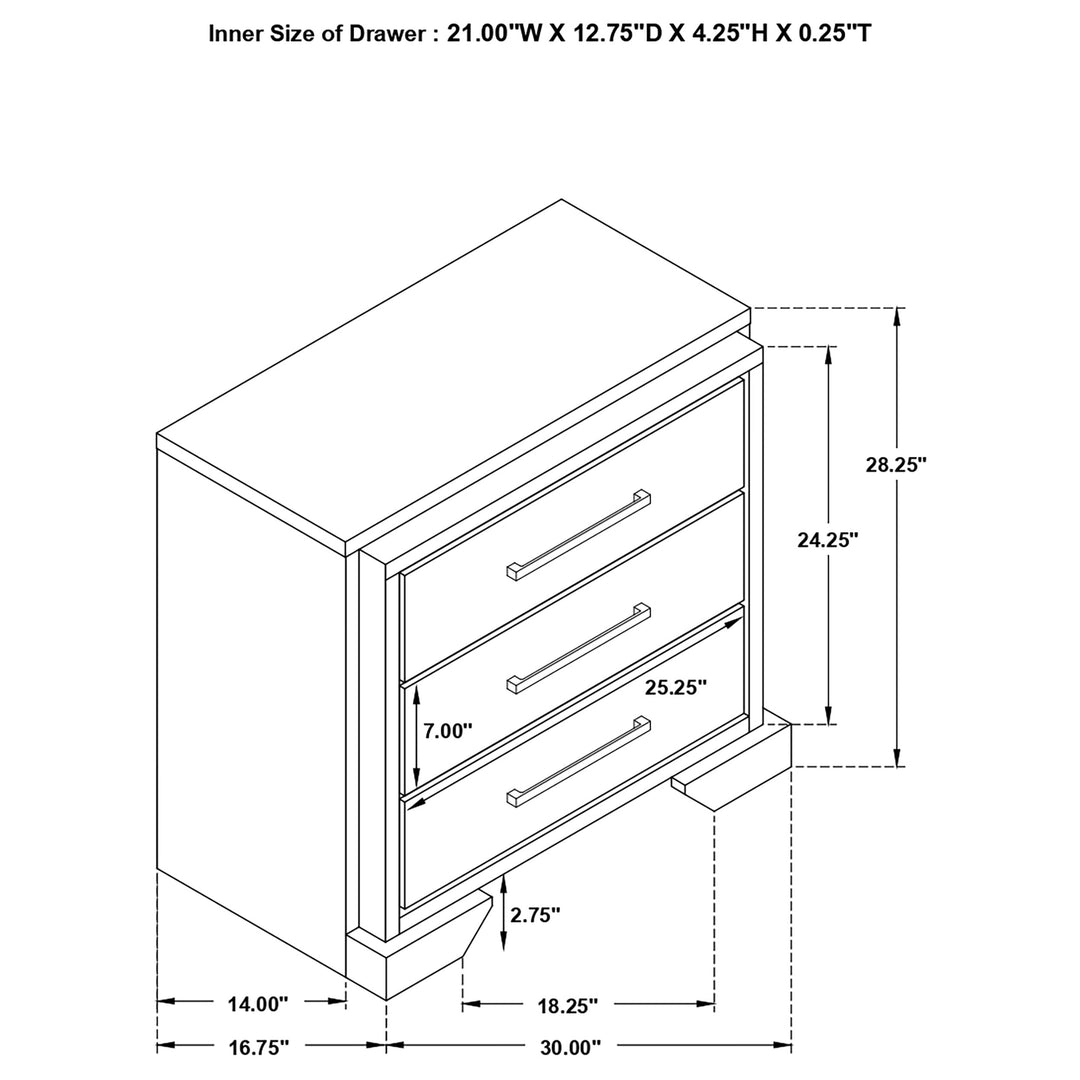 Baker 3-drawer Nightstand Light Taupe