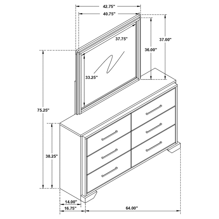 Baker 6-drawer Dresser with Mirror Light Taupe