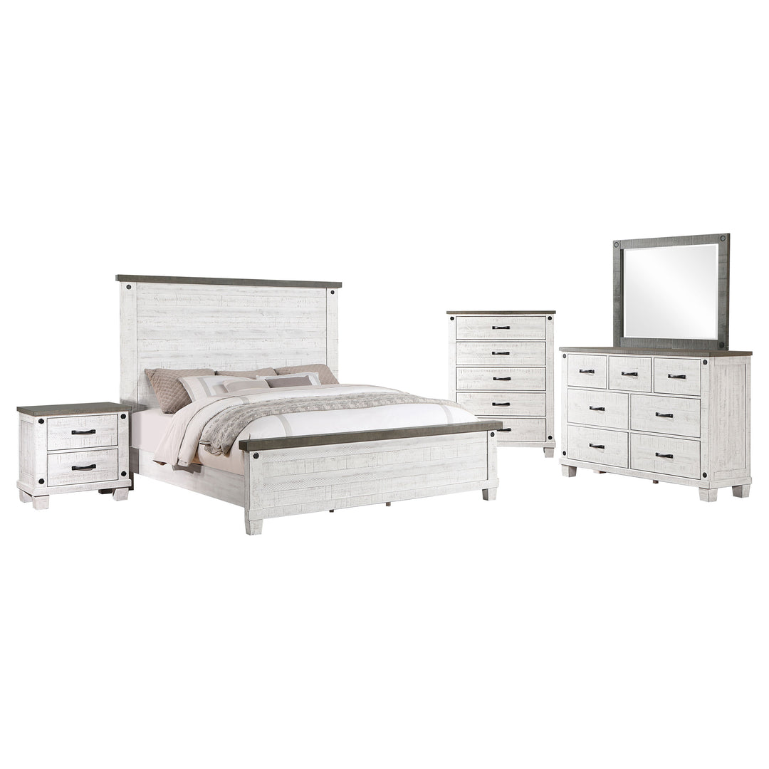 Lilith 5-piece Queen Bedroom Set Distressed White