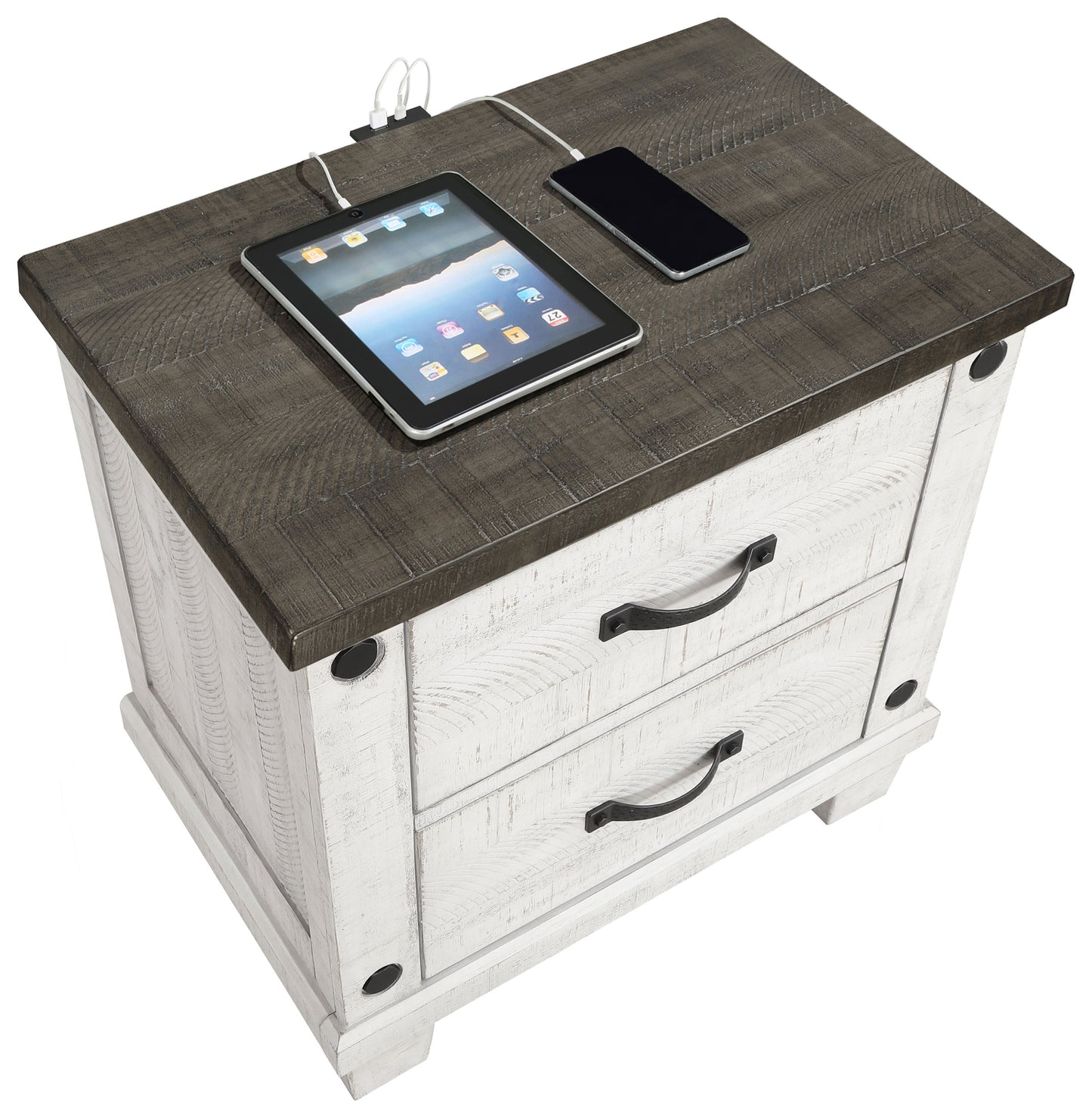 Lilith 2-drawer Nightstand Distressed White