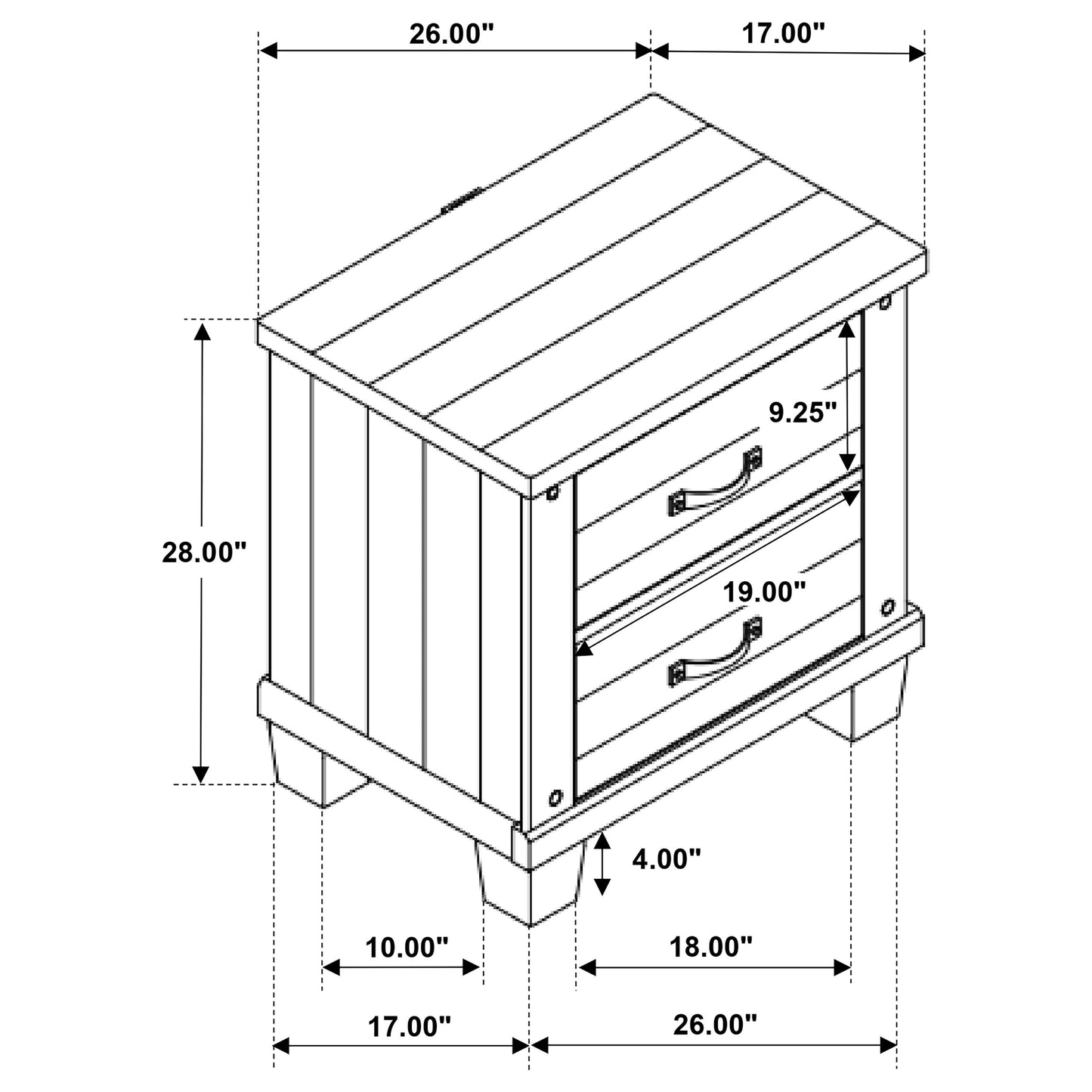 Lilith 2-drawer Nightstand Distressed White