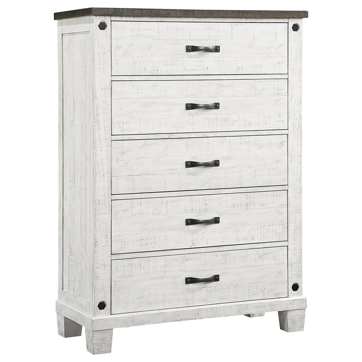 Lilith 5-drawer Bedroom Chest Distressed White