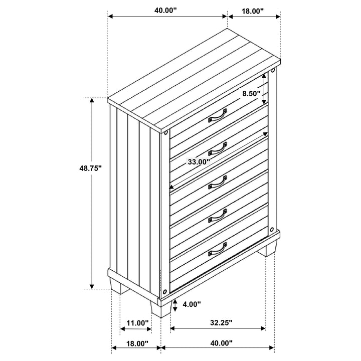 Lilith 5-drawer Bedroom Chest Distressed White