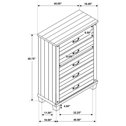 Lilith 5-drawer Bedroom Chest Distressed White