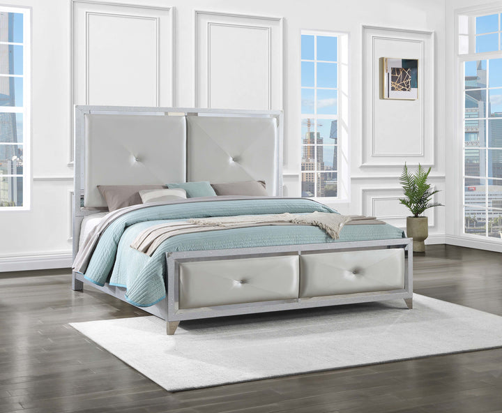 Larue Wood California King Panel Bed Silver