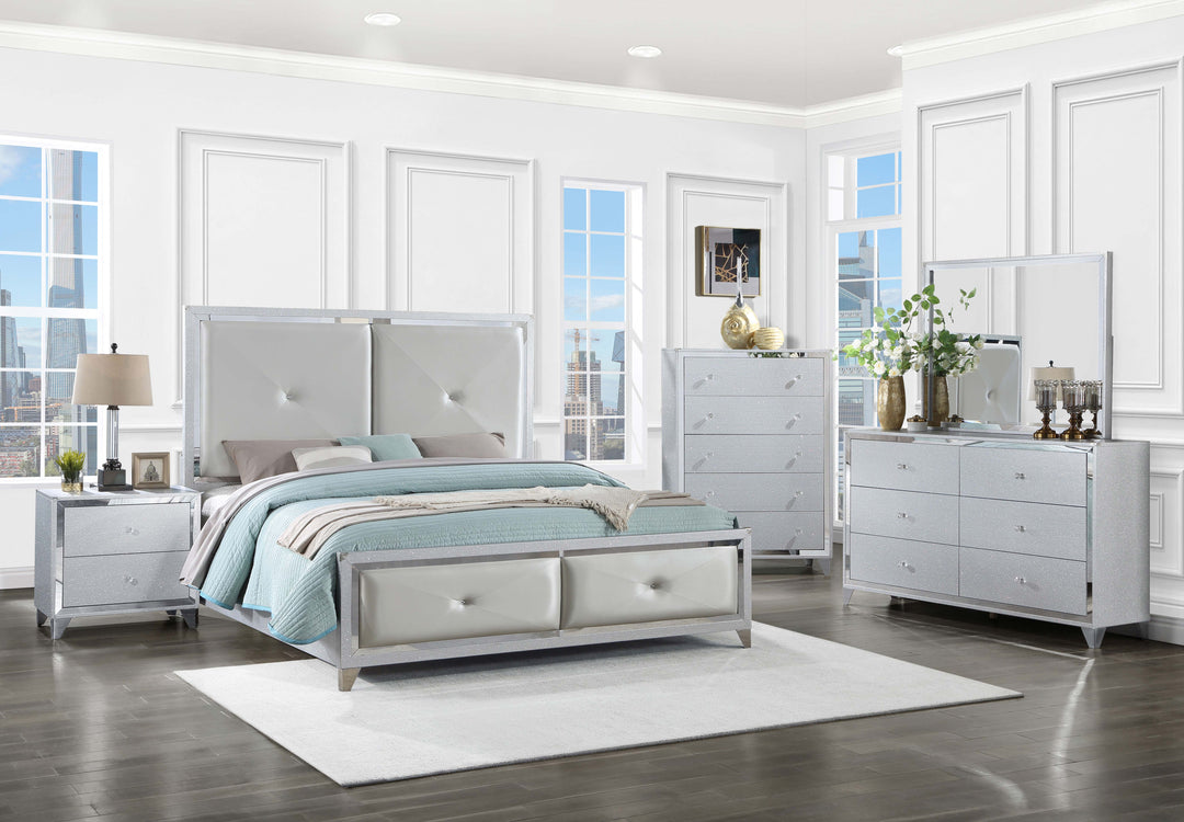 Larue Wood California King Panel Bed Silver