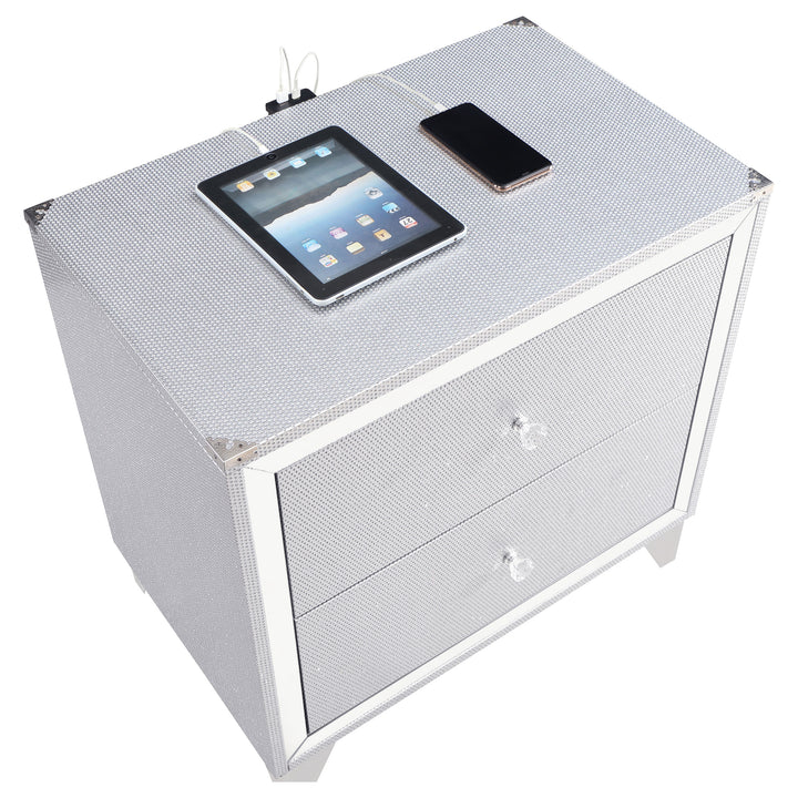 Larue 2-drawer Nightstand Silver