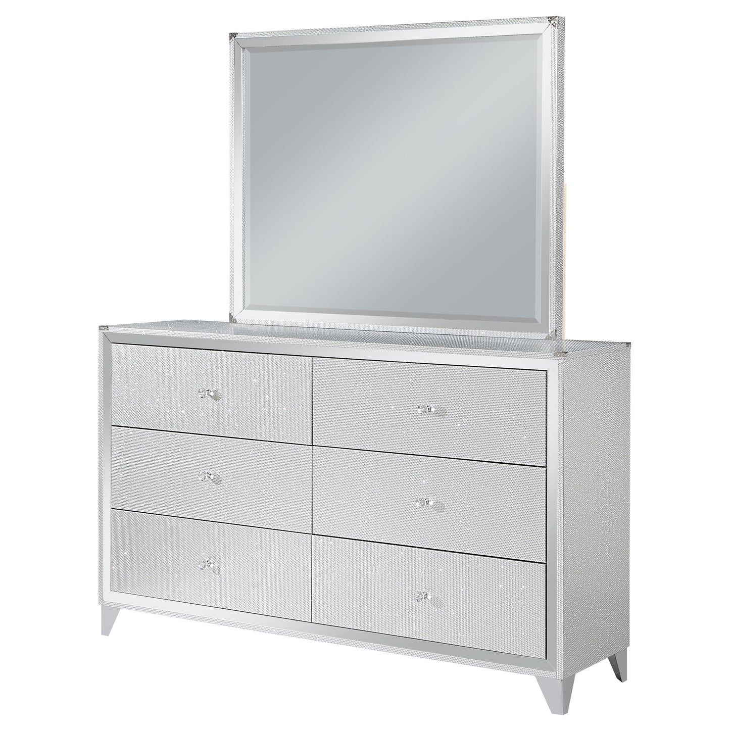 Larue 6-drawer Dresser with Mirror Silver