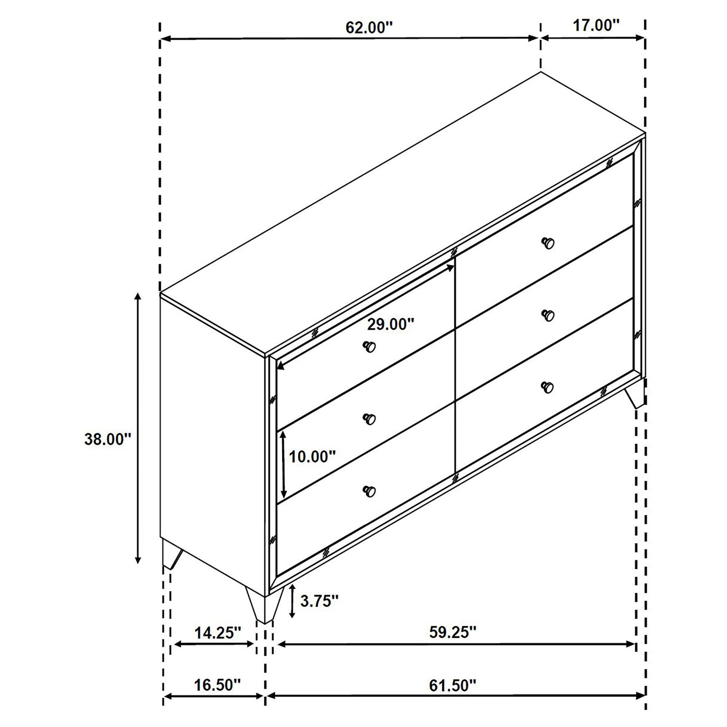 Larue 6-drawer Dresser Silver