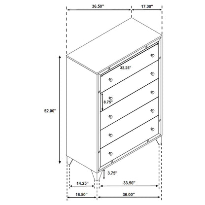 Larue 5-drawer Bedroom Chest Silver