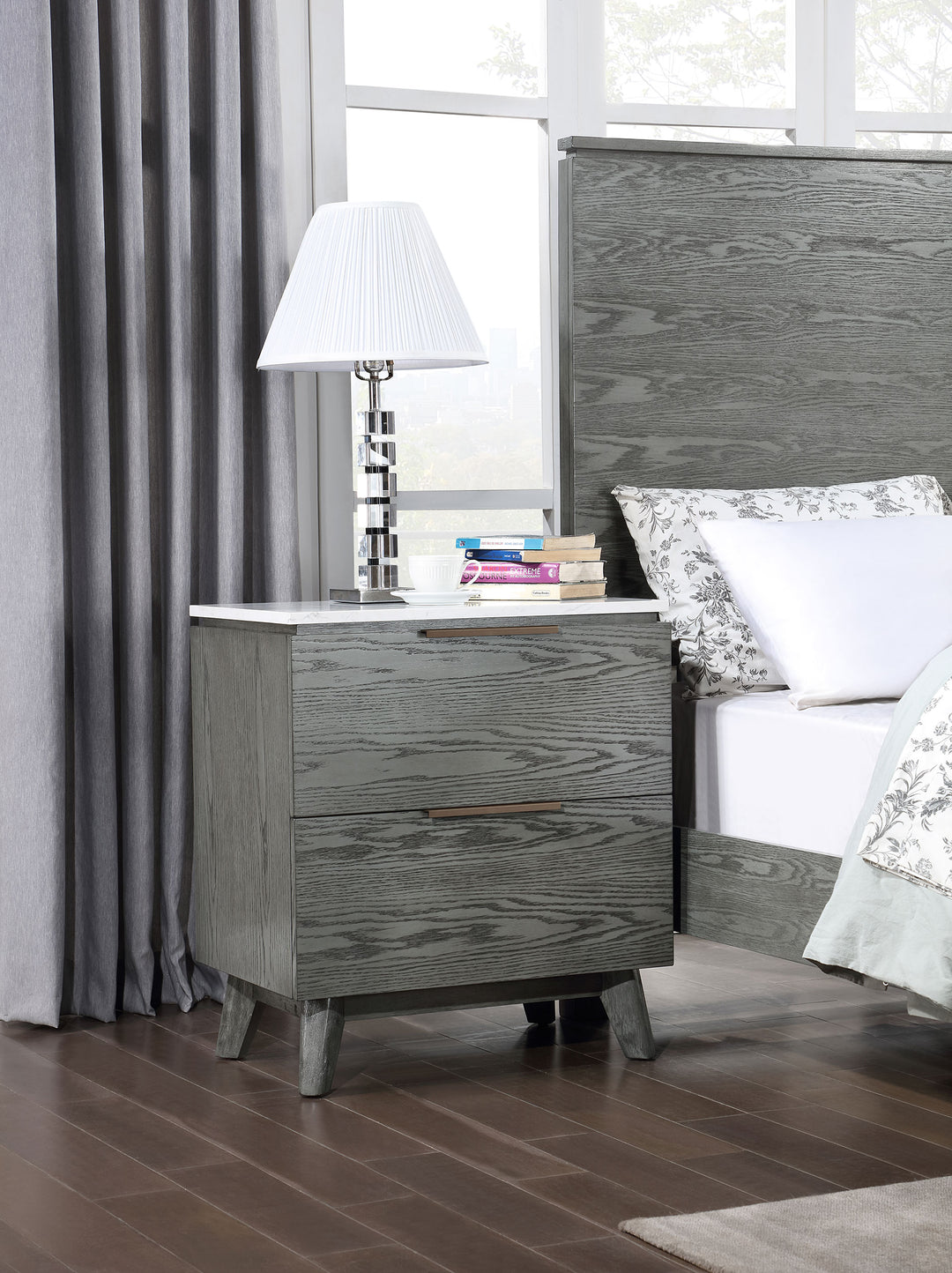 Nathan 2-drawer Nightstand Grey