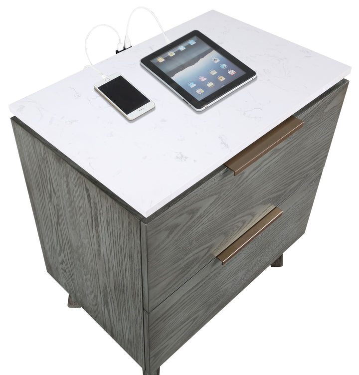 Nathan 2-drawer Nightstand Grey