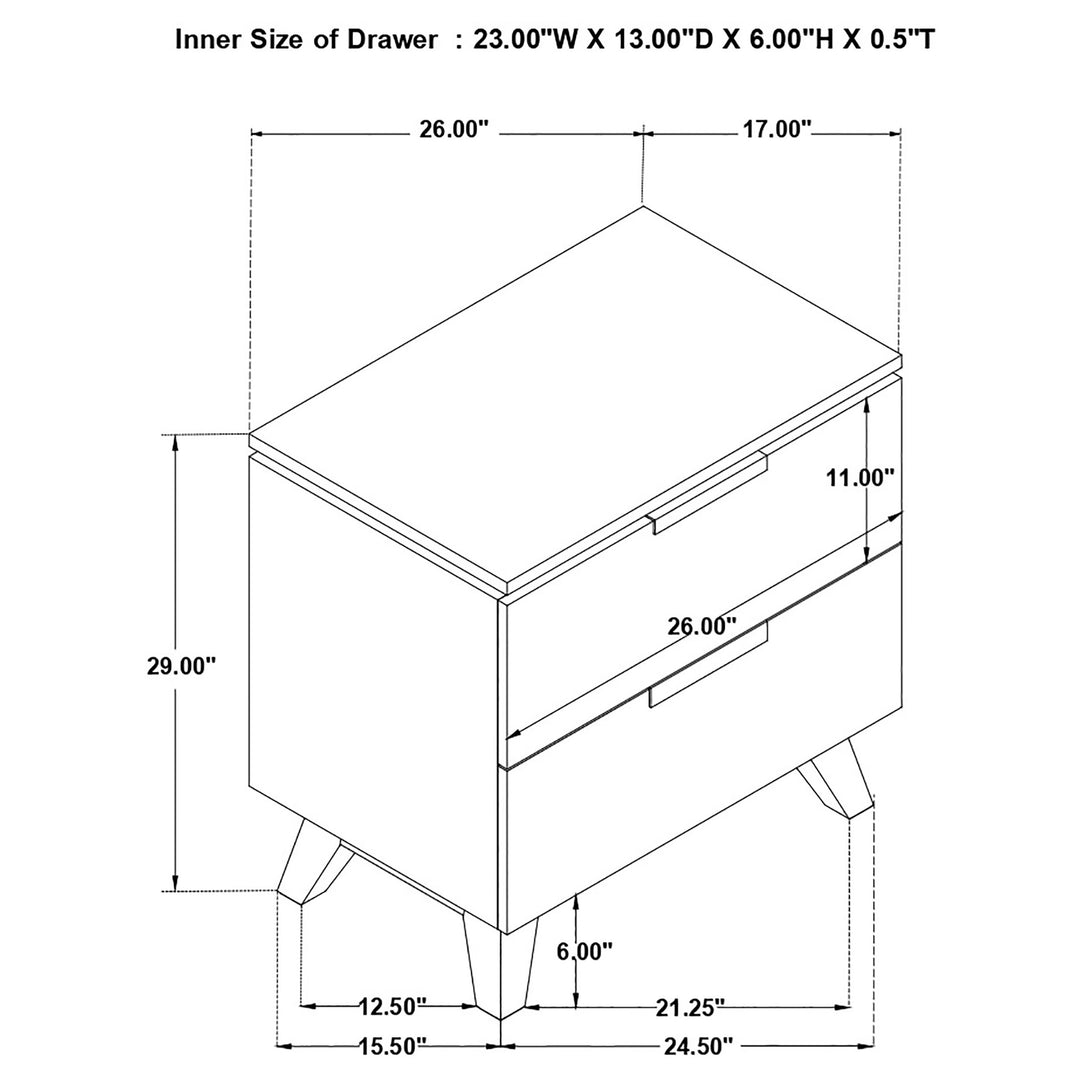 Nathan 2-drawer Nightstand Grey