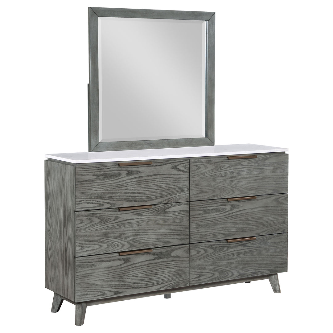 Nathan 6-drawer Dresser with Mirror Grey