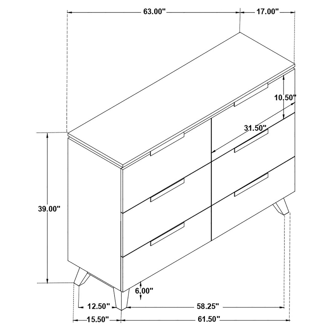 Nathan 6-drawer Dresser Grey