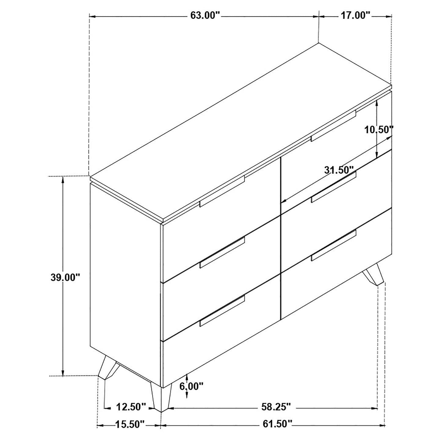 Nathan 6-drawer Dresser Grey