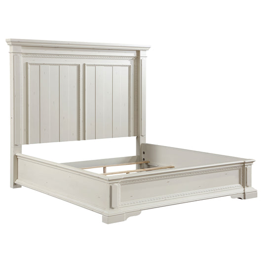 Evelyn Eastern King Panel Bed with Headboard Lighting Antique White