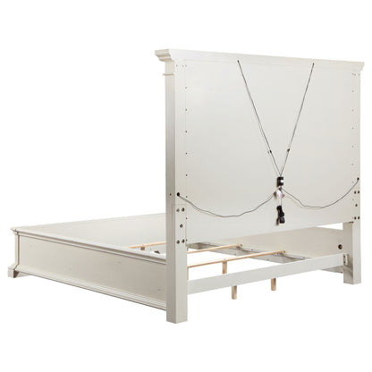 Evelyn Queen Panel Bed with Headboard Lighting Antique White