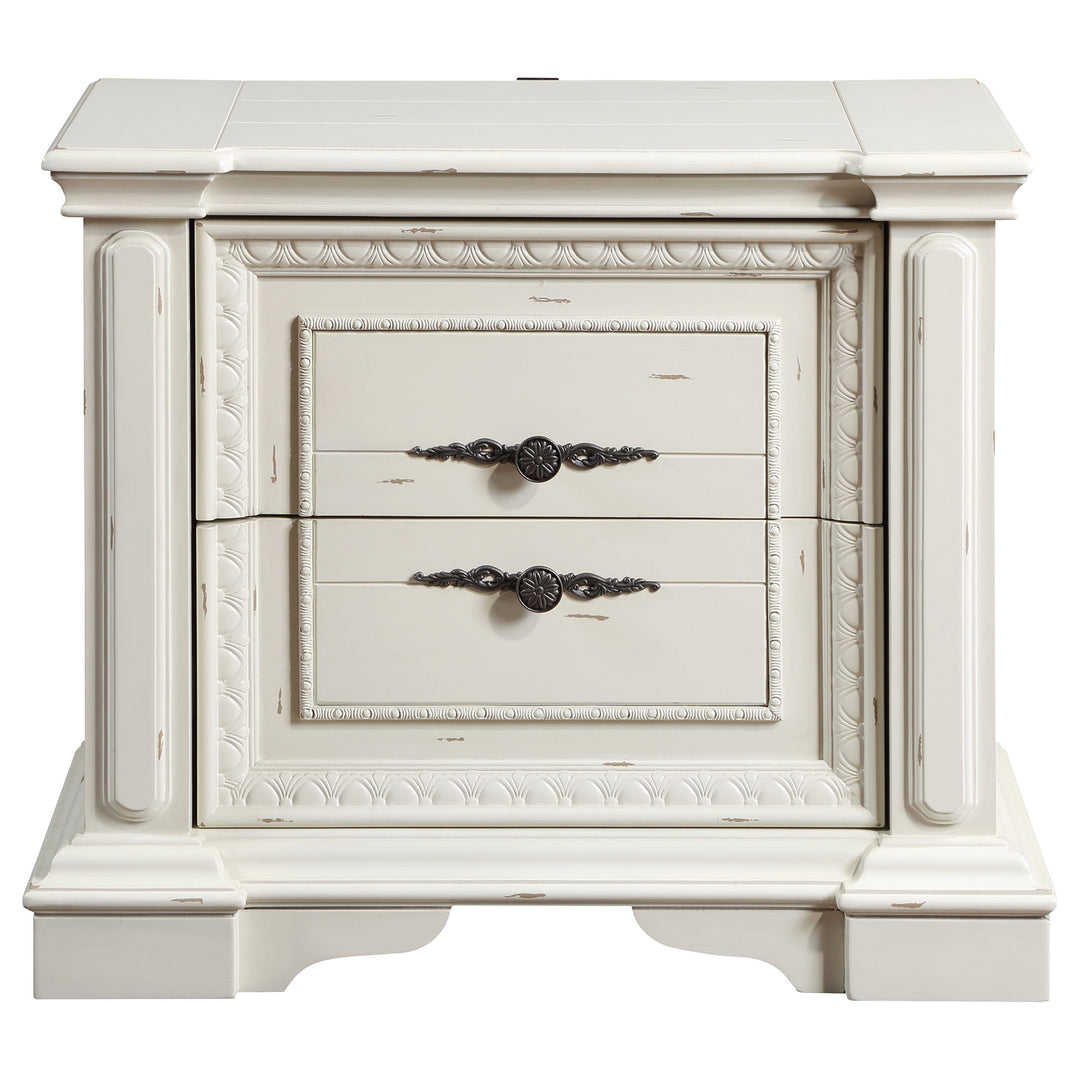 Evelyn 2-drawer Nightstand Distressed White