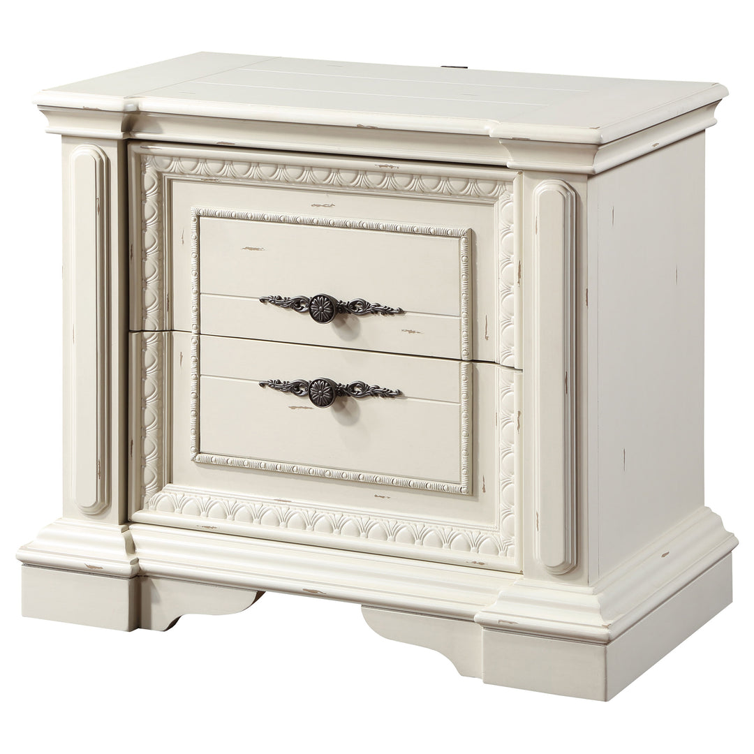 Evelyn 2-drawer Nightstand Distressed White