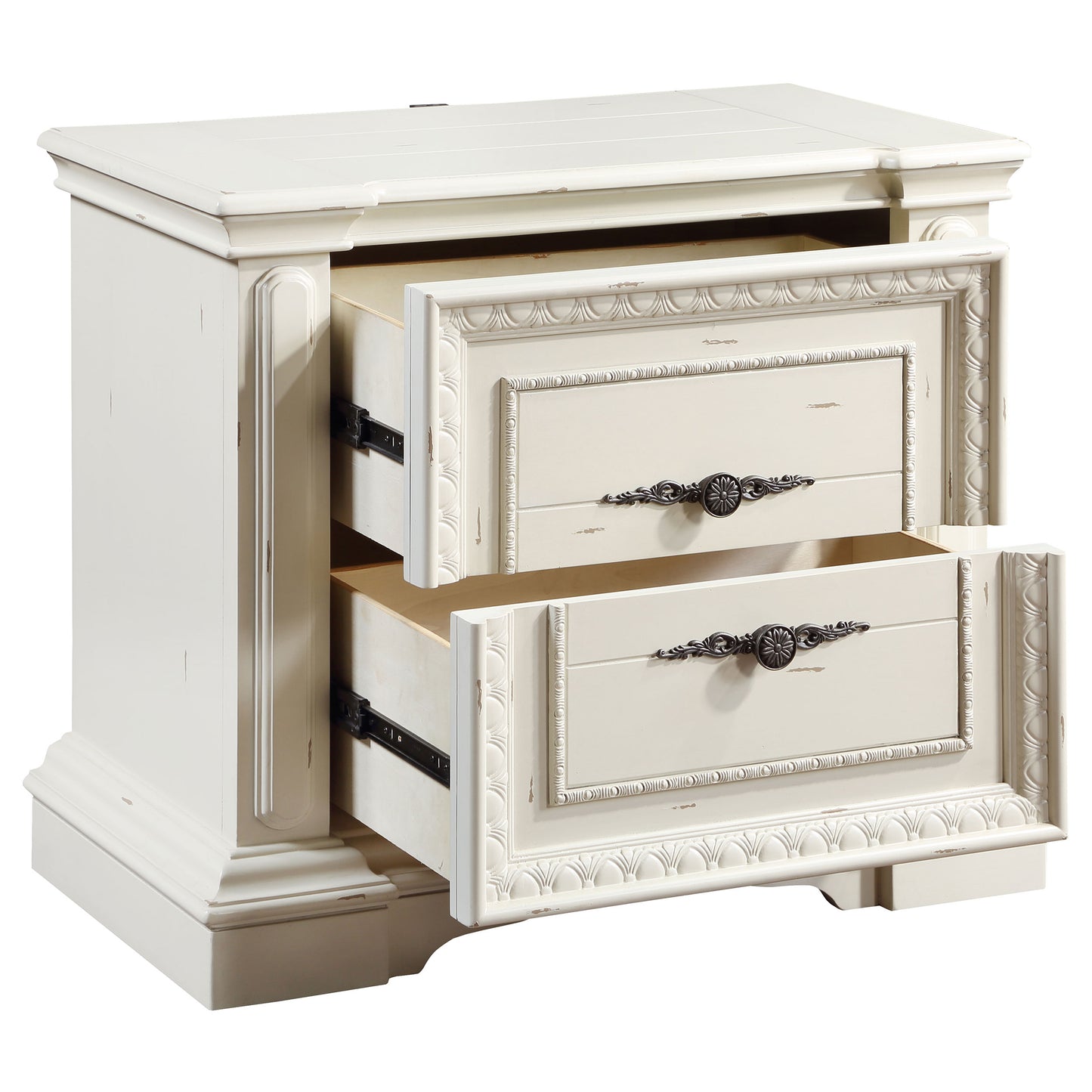 Evelyn 2-drawer Nightstand Distressed White