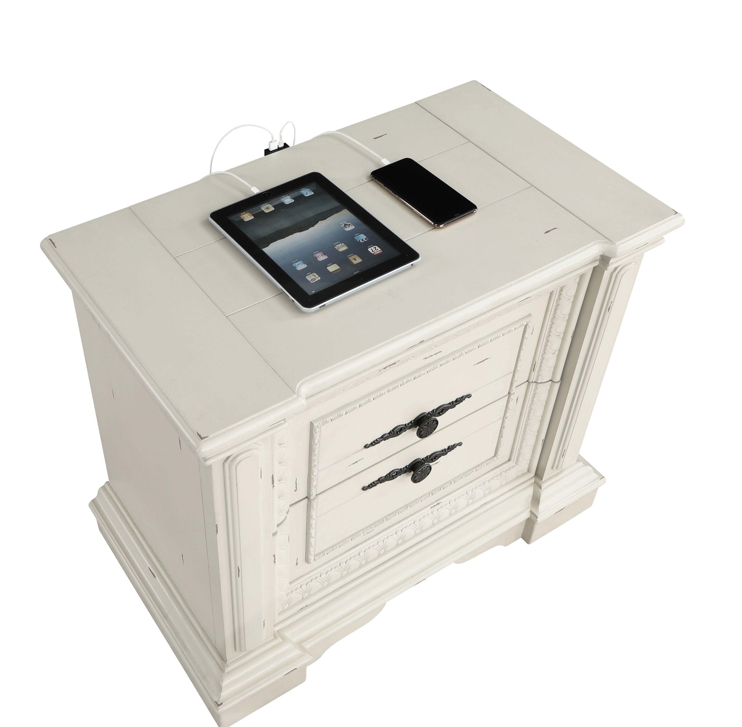 Evelyn 2-drawer Nightstand Distressed White