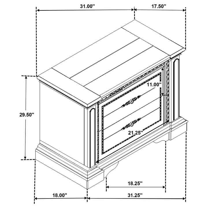 Evelyn 2-drawer Nightstand Distressed White