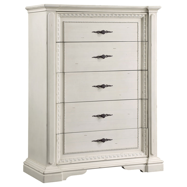 Evelyn 5-drawer Bedroom Chest Distressed White