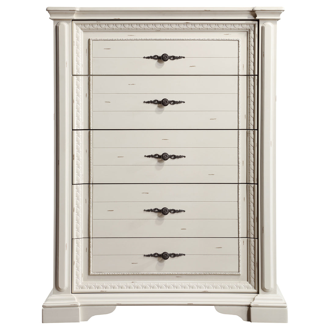 Evelyn 5-drawer Bedroom Chest Distressed White