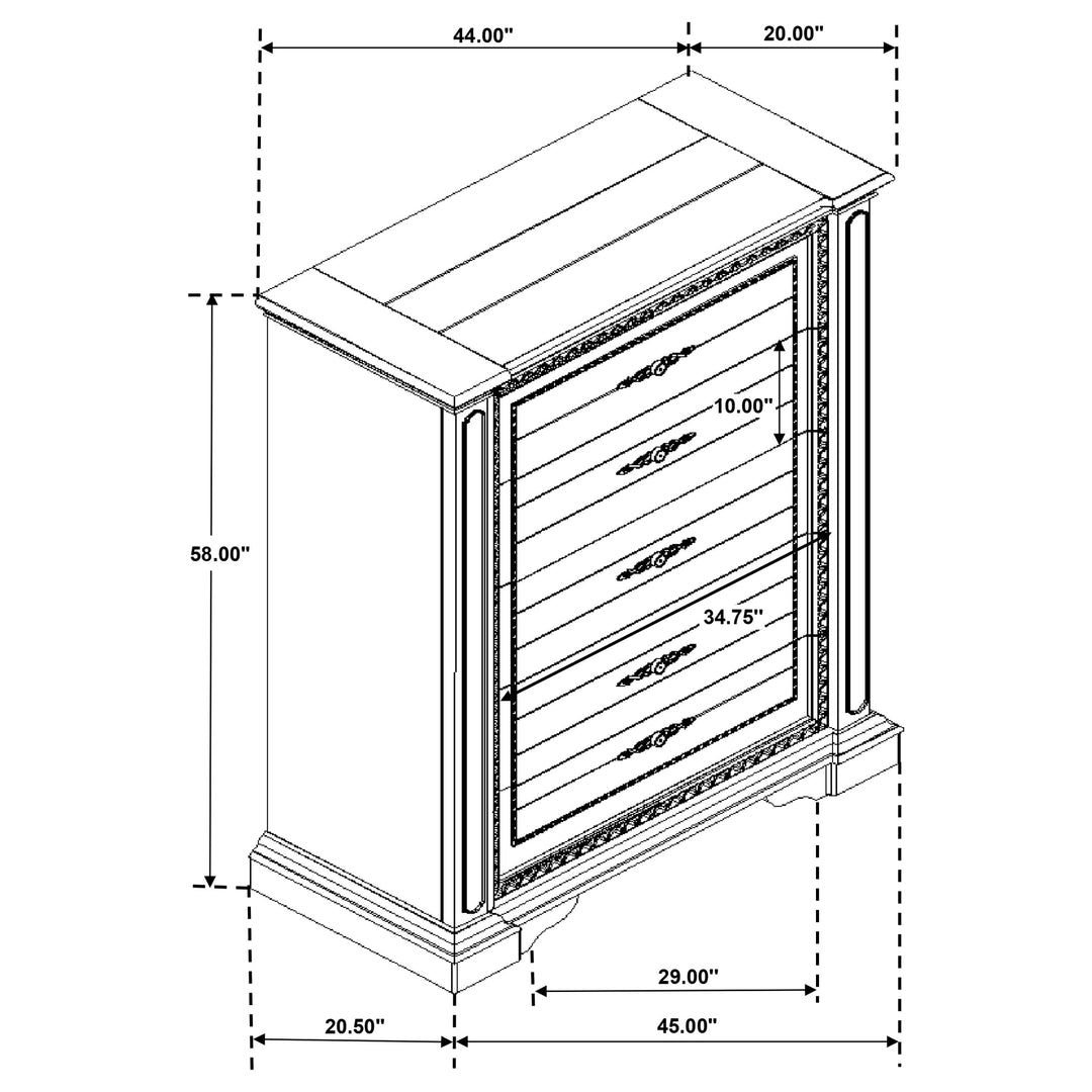 Evelyn 5-drawer Bedroom Chest Distressed White