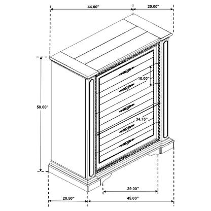 Evelyn 5-drawer Bedroom Chest Distressed White