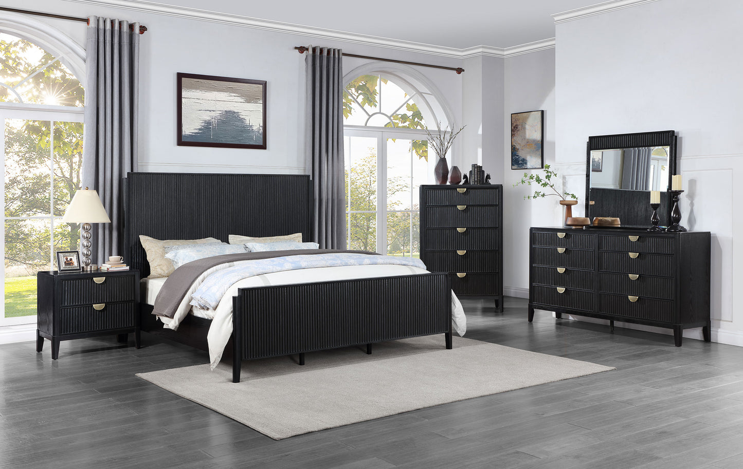 Brookmead Wood Queen Panel Bed Black