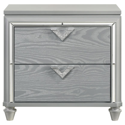 Veronica 2-drawer Nightstand Light Silver