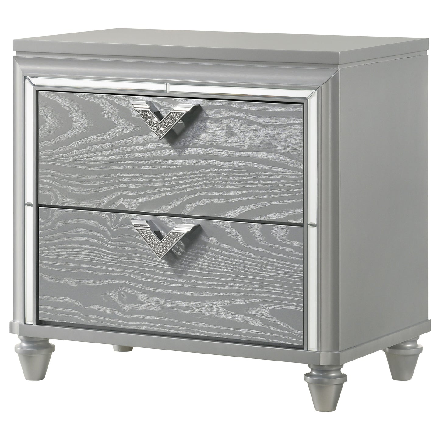 Veronica 2-drawer Nightstand Light Silver