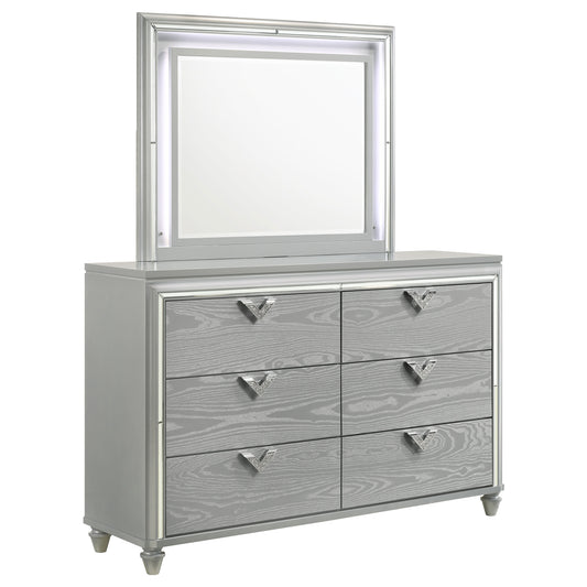 Veronica 6-drawer Dresser with Mirror Light Silver